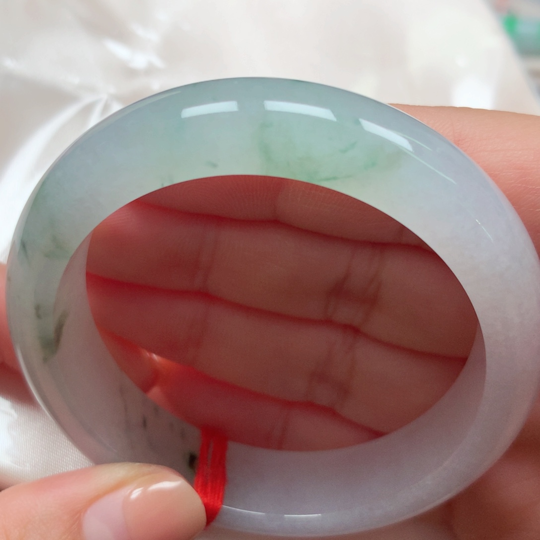 翡翠未镶嵌手镯41冰飘花清爽