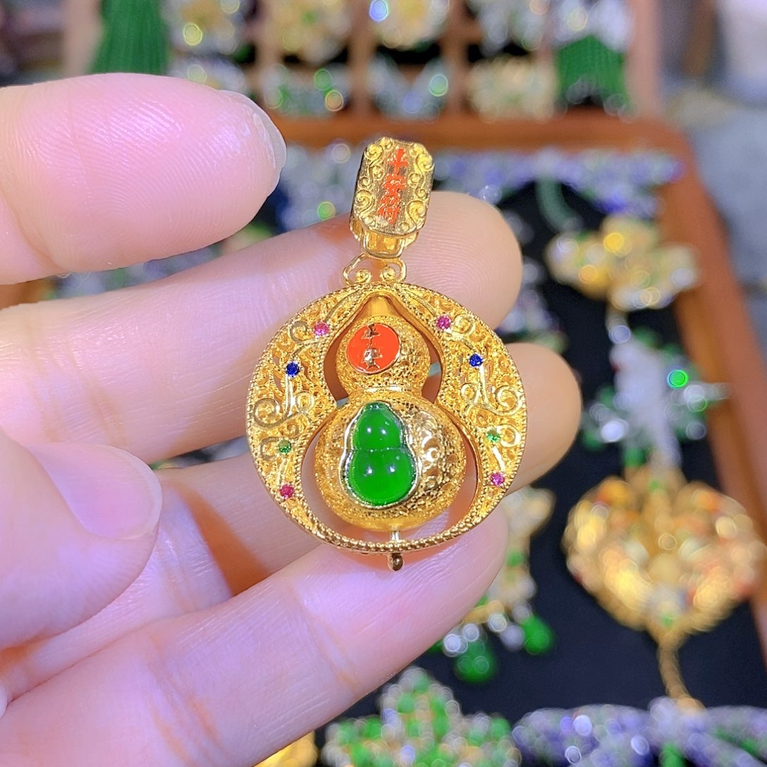 吊坠(不含链)银S925镶嵌翡翠