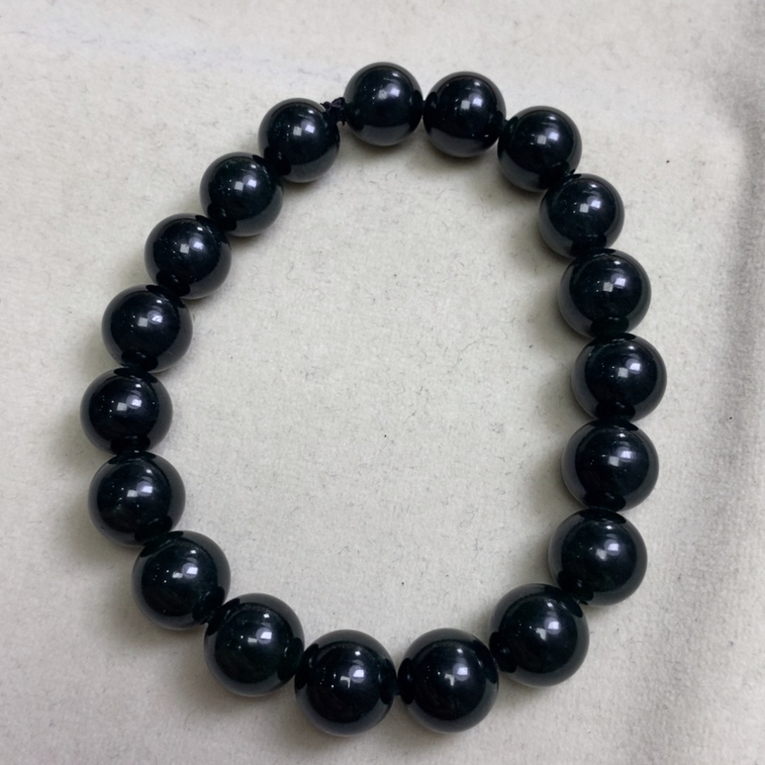 翡翠手串未镶嵌墨翠手串