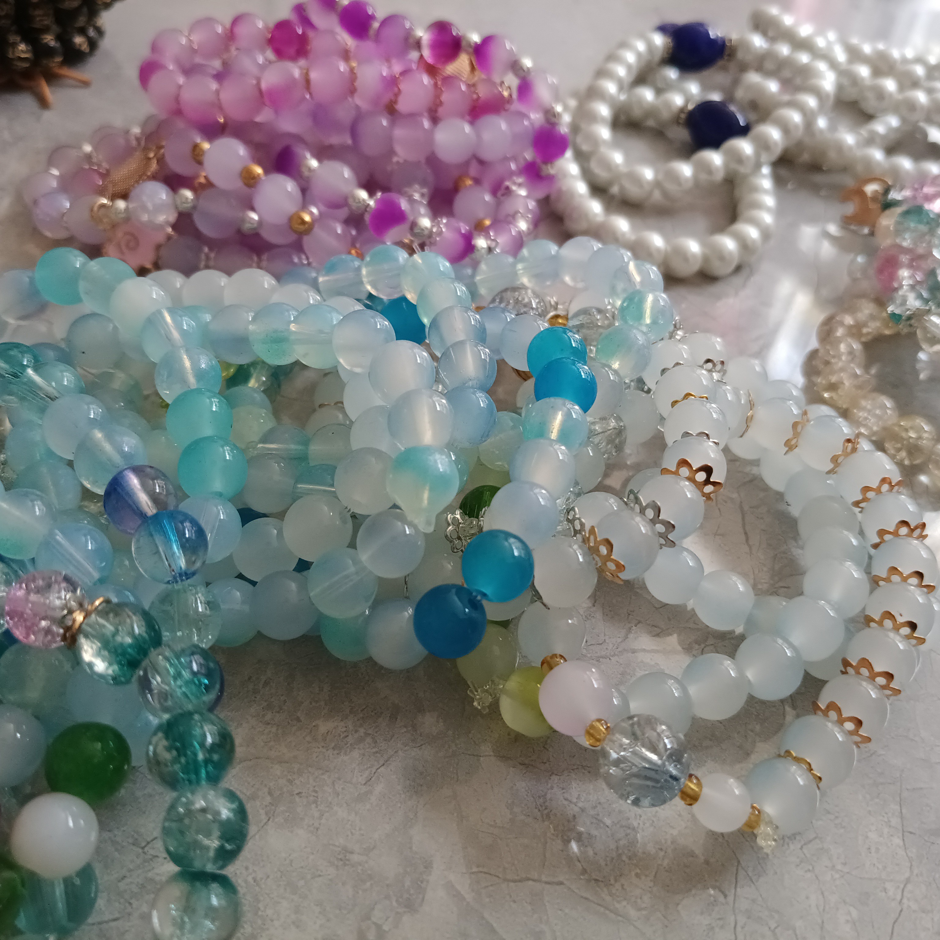 非金属大理石手链 天然石首饰(男女同款福利)