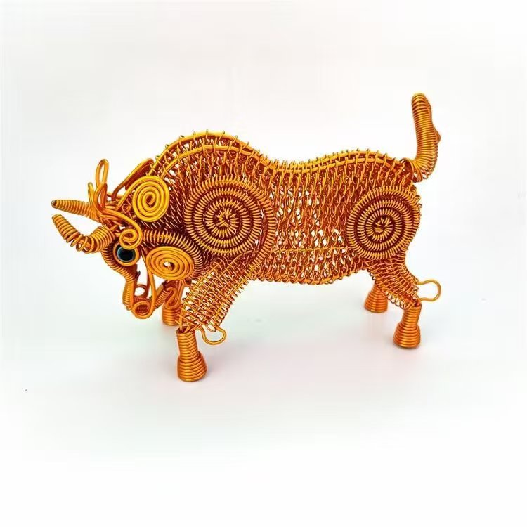 （生肖牛）纯手工编织工艺品中式高档个性生肖动物家居摆件