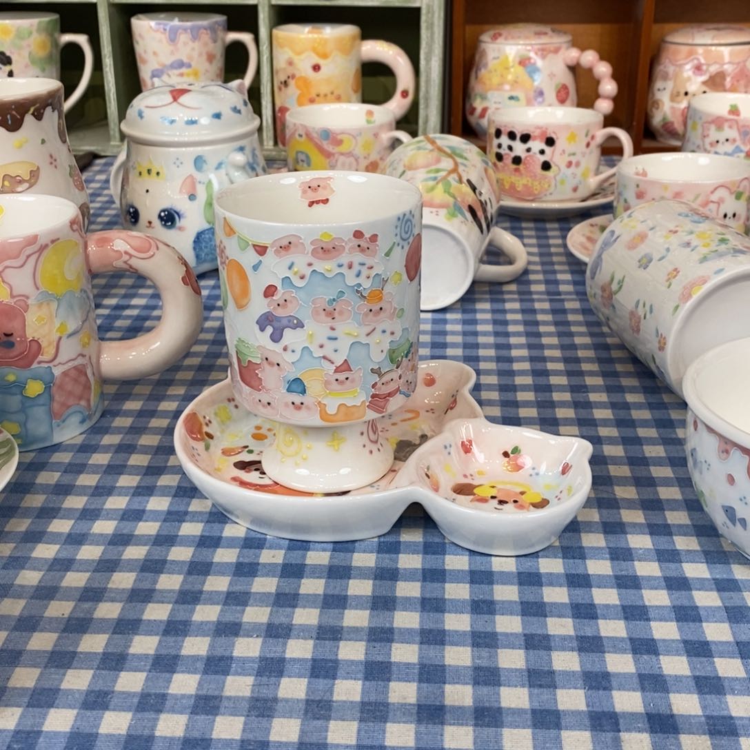 瓷片小*金高脚杯➕饺子盘福利