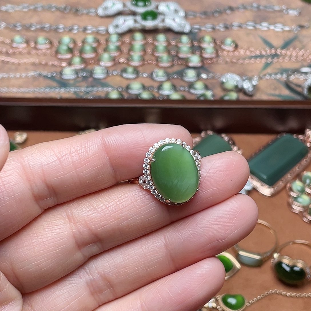 和田玉（碧玉）银S925镶嵌吊坠(不含链)