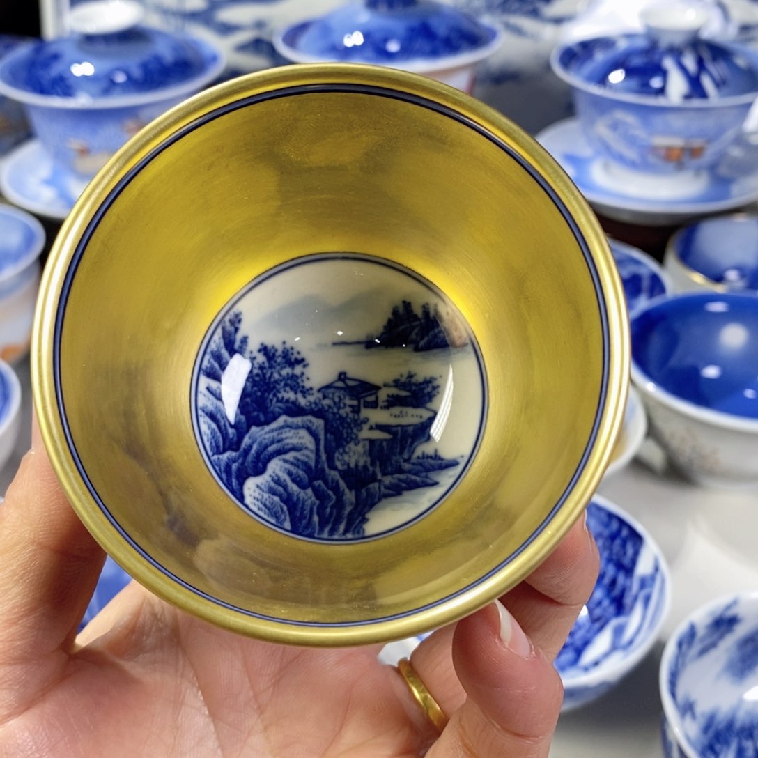 杯青花山水主人杯杯