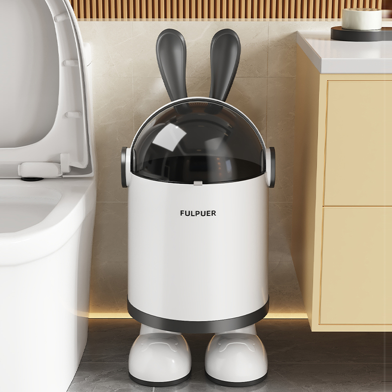 俏洁太空兔子垃圾桶家用新款大容量带盖卧室卫生间专用垃圾桶密封