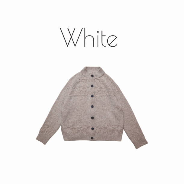 【白雁】提花立领羊毛开衫