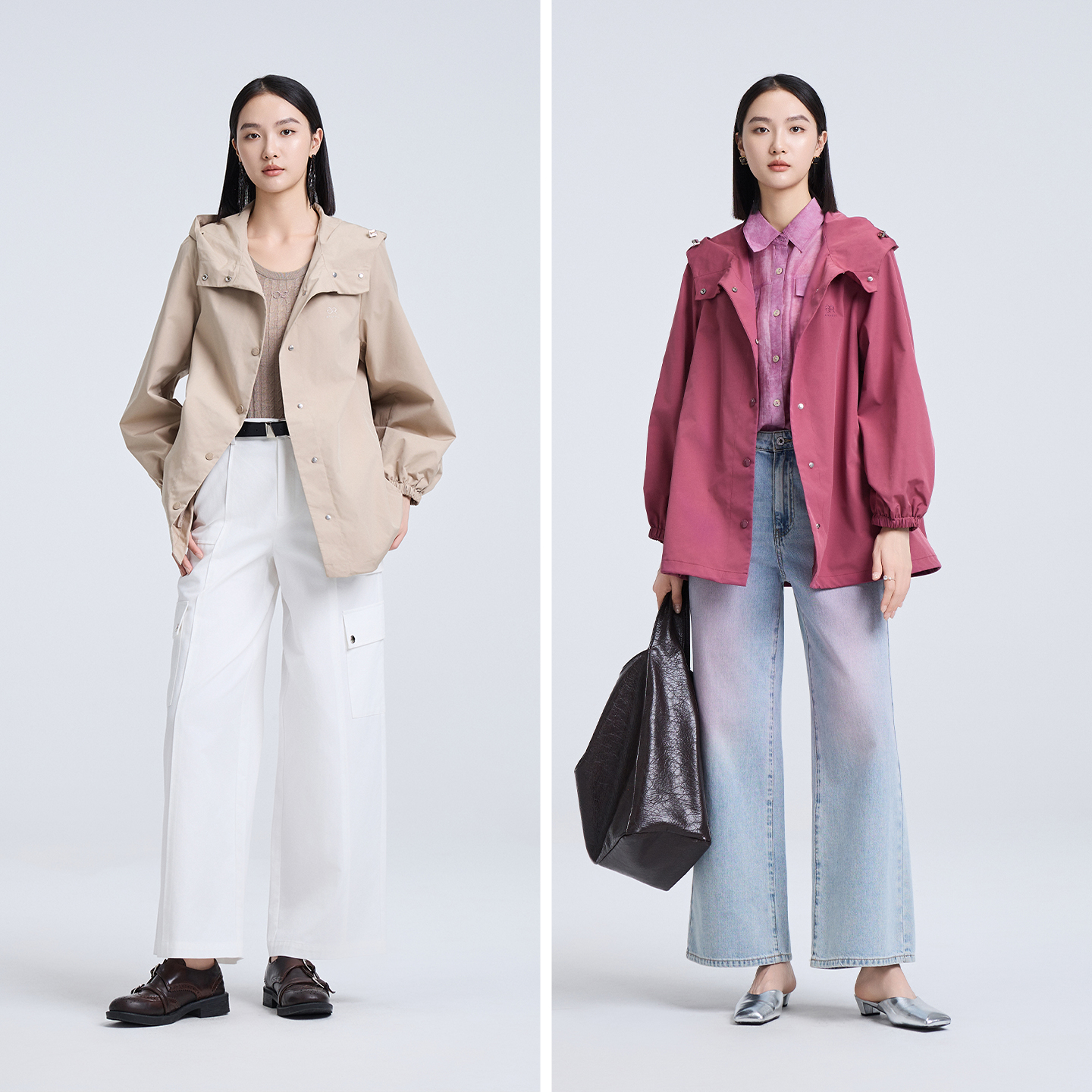 2025秋季休闲时尚外套通勤风衣宽松气质百搭7B131短款工装翻领