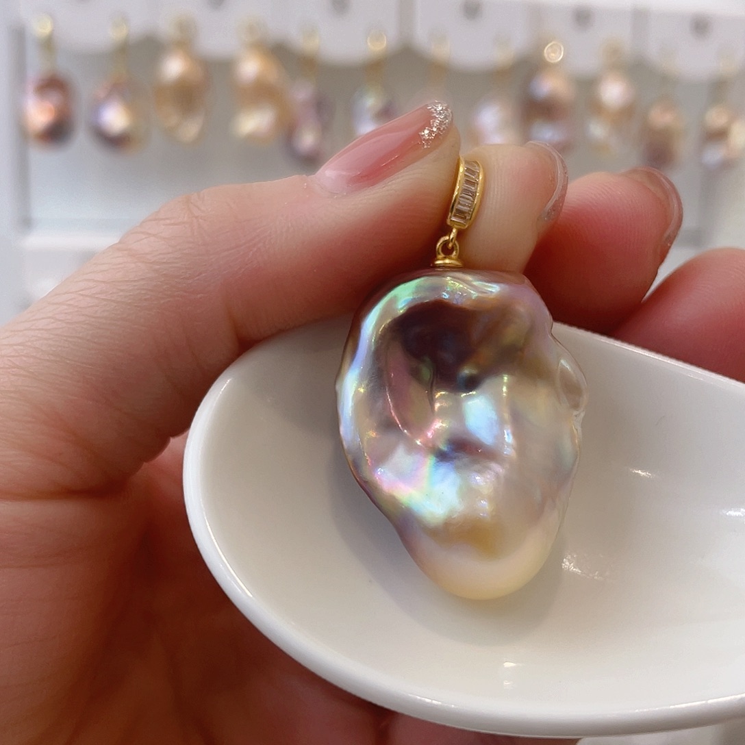 淡水珍珠颈饰银S925镀金镶嵌小*