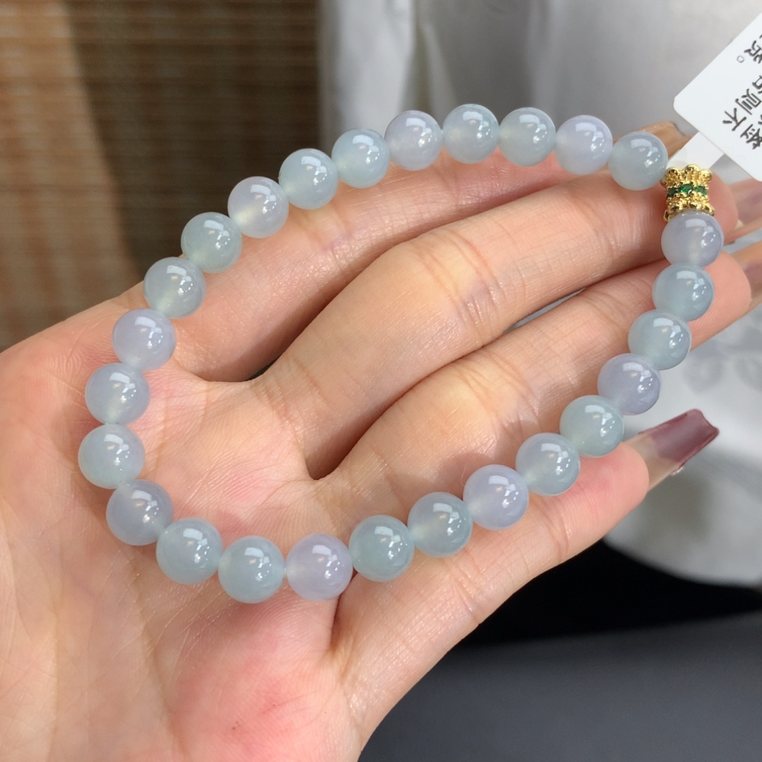 翡翠手链未镶嵌卡7冰胶双彩手串