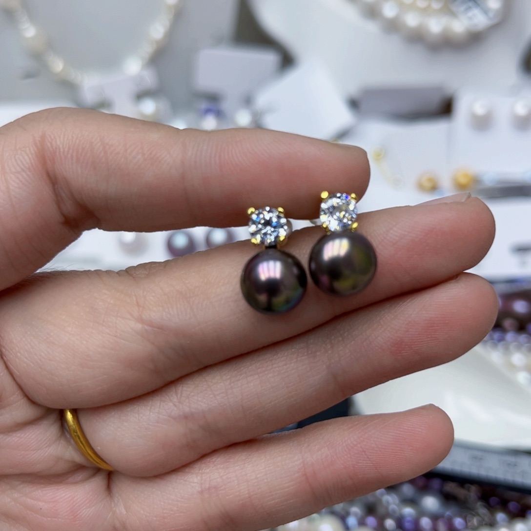 淡水珍珠耳饰银S925镶嵌