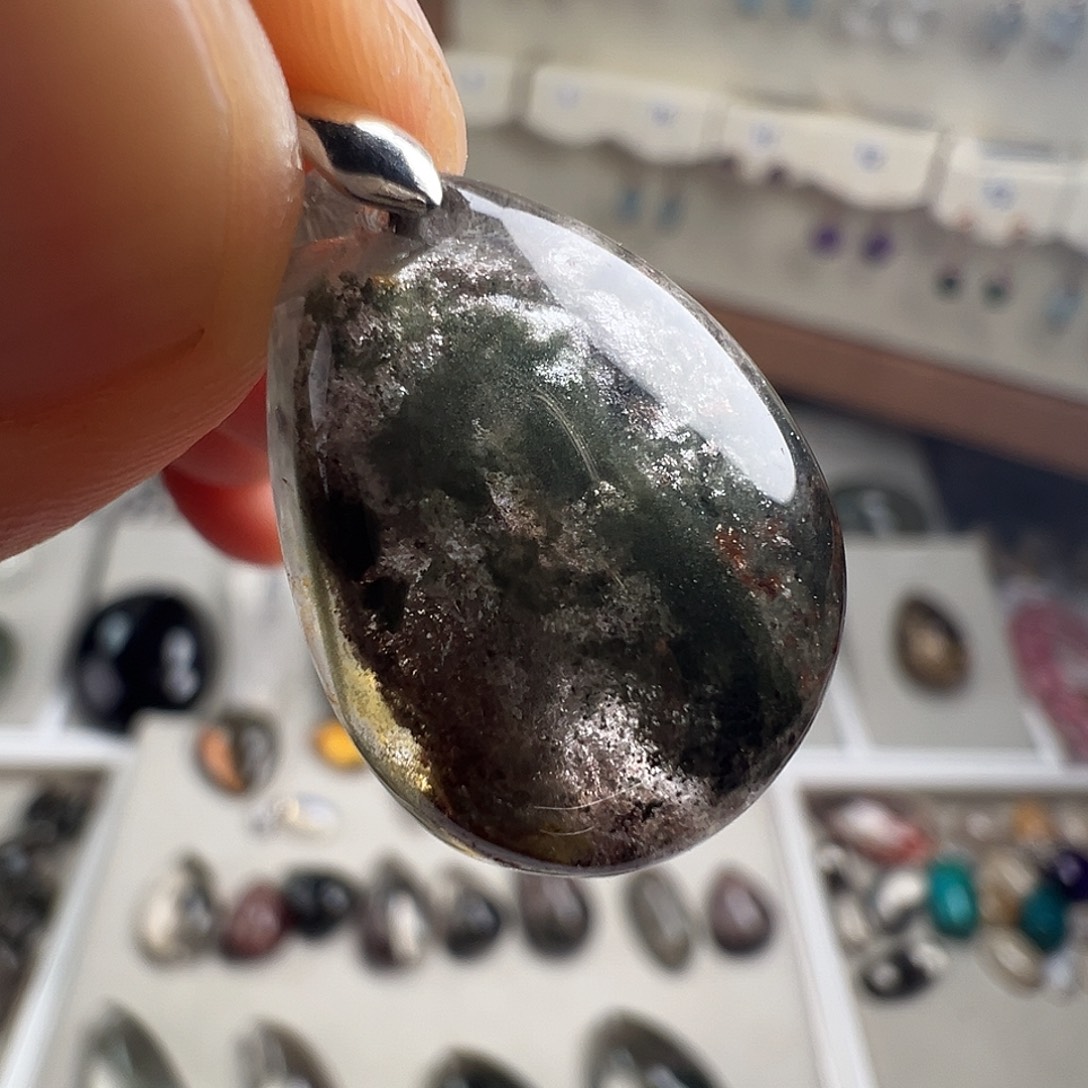 颈饰水晶银S925镶嵌天然幽灵水晶