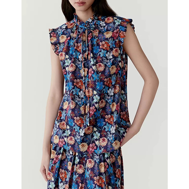 原单非市面货！“小禾棉弹”印花细布无袖花式上衣C696