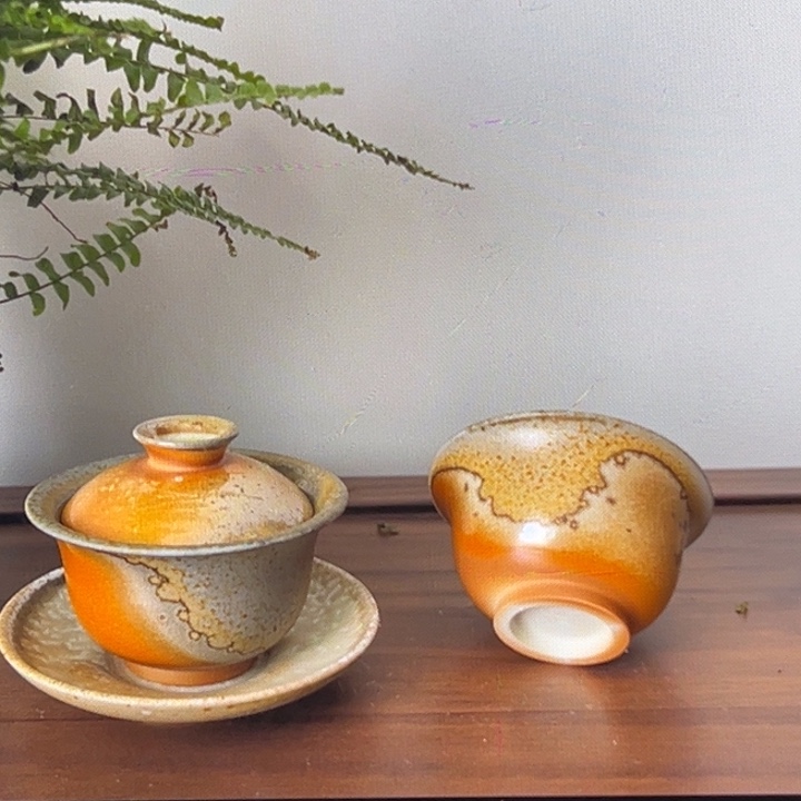 纯柴烧裸烧之中白清简版三件套 218号可拆分