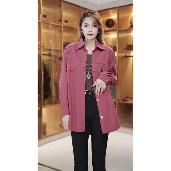 中长款常规款衬衫韩版女装春季春秋季休闲衬衣25031002