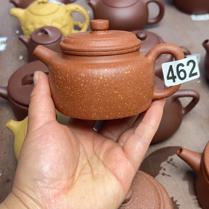 茶壶紫砂红降坡半手工210cc左右手工皆瑕疵