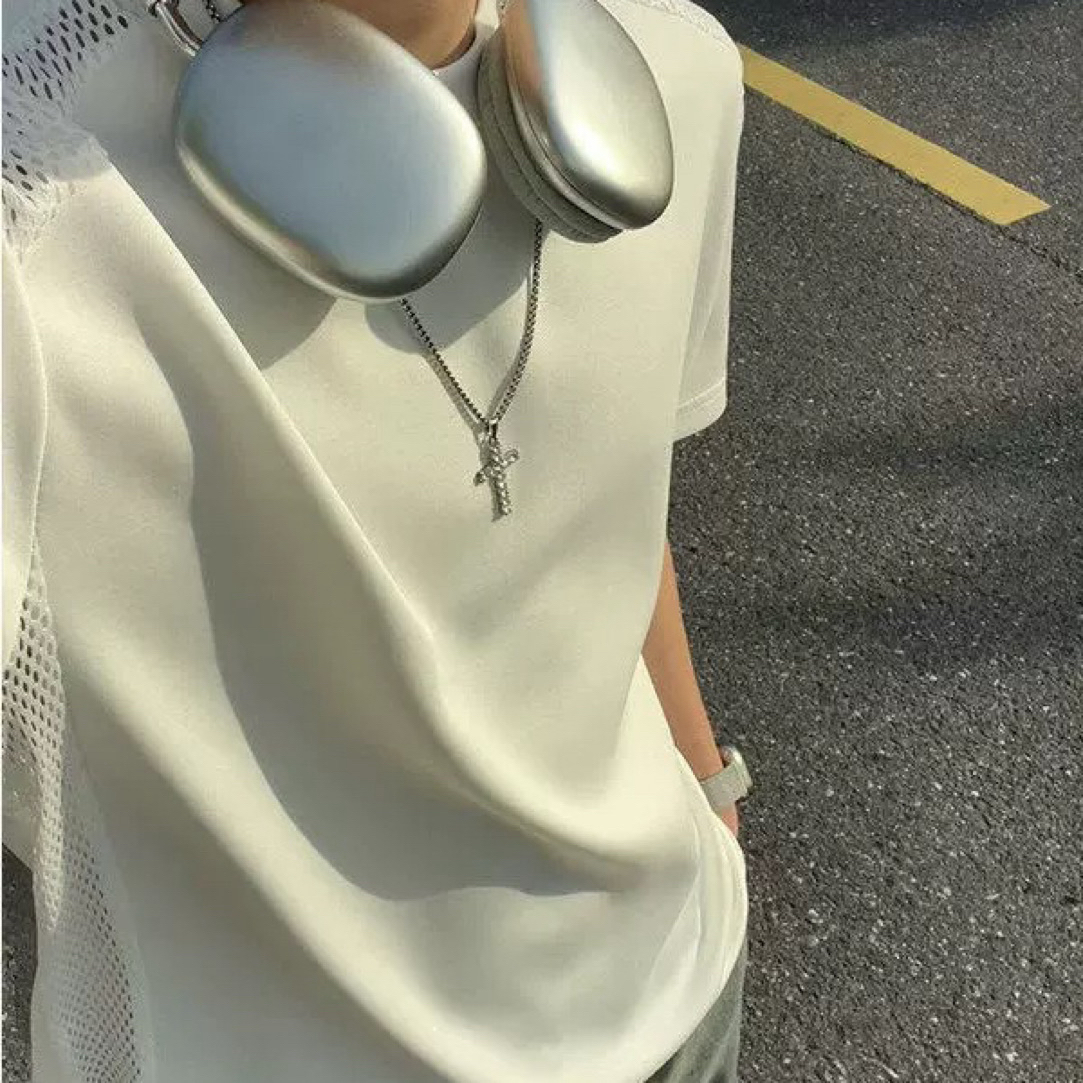 重磅硬挺正肩T恤男设计感小领口短袖夏季美式cleanfit半截袖上衣
