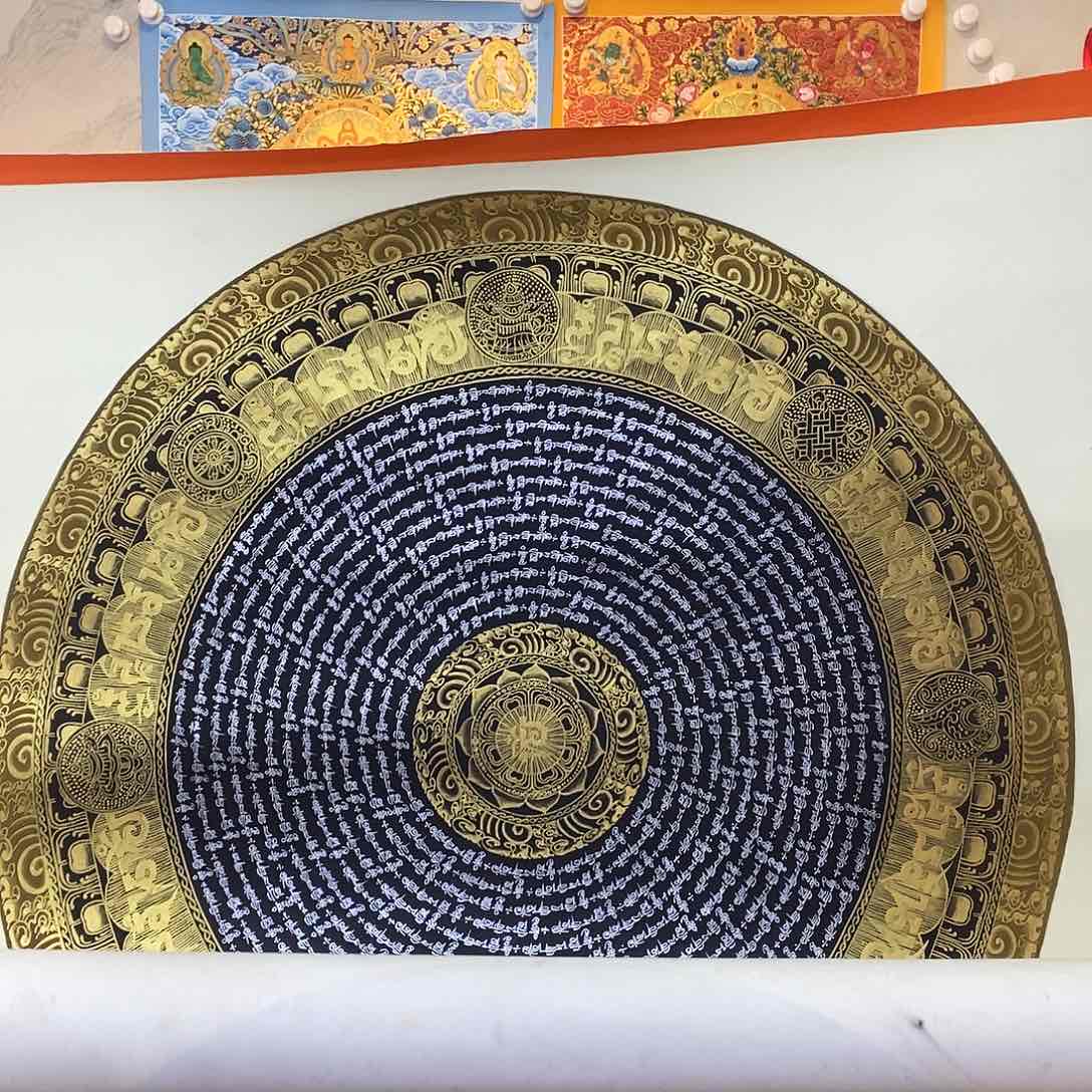 卷轴画纯手绘六字真言唐卡70厘米左右