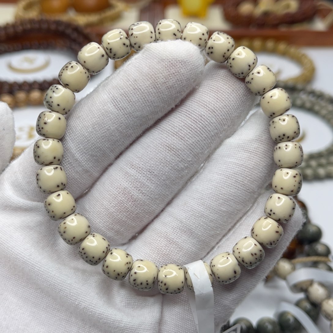 星月菩提手串8.5/7.5骨瓷白河豚半壁江山大肚皮