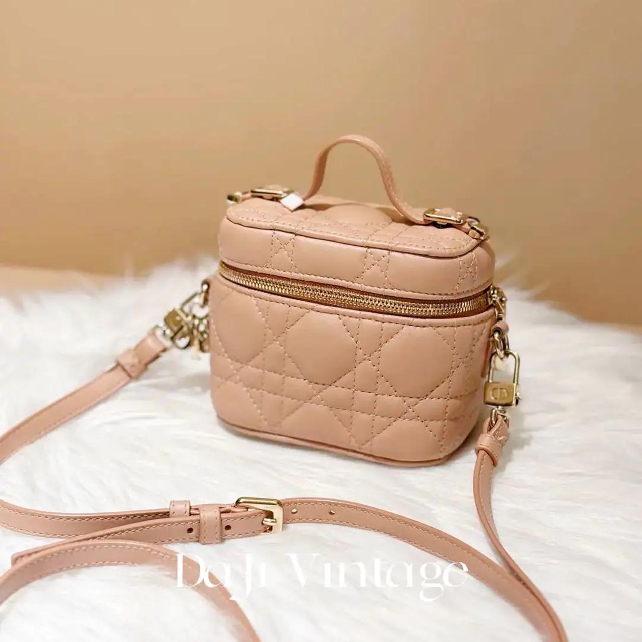 99新 DIOR/迪奥 大吉中古/Dior迪奥藤格纹粉色小盒子斜挎包