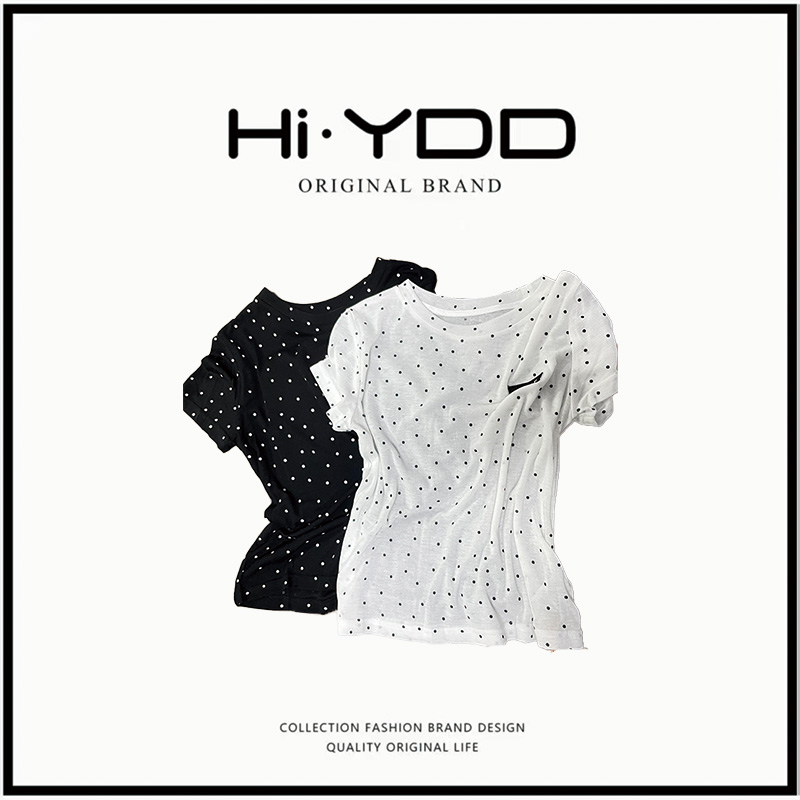 YDD•B007 夏季新款休闲时尚波点印花短袖T恤