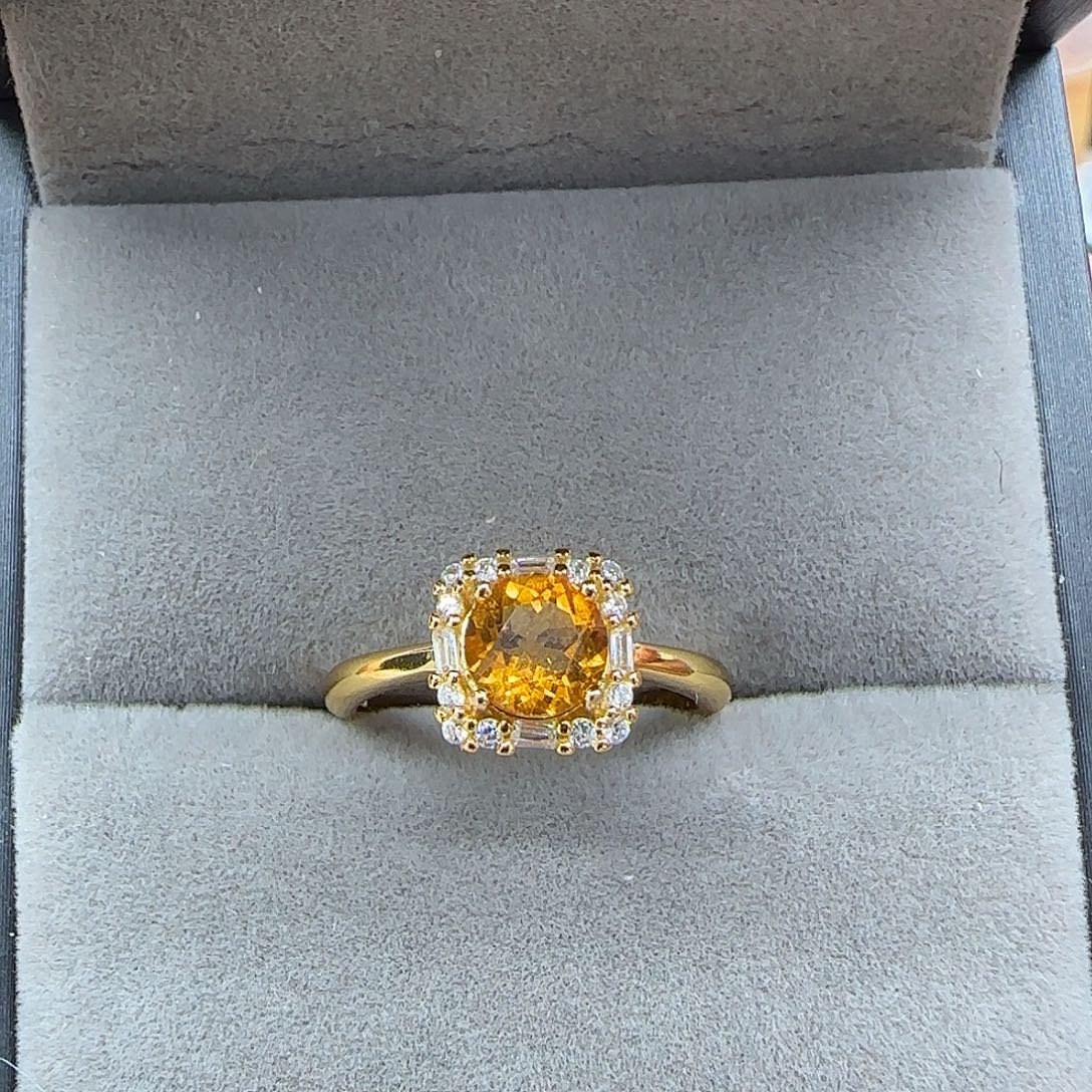 晓***银S925镶嵌珠宝半成品水晶纯天然无优化黄水晶Q