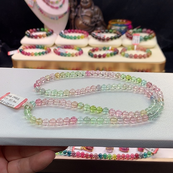 碧玺手链未镶嵌马卡龙手串5.8mm