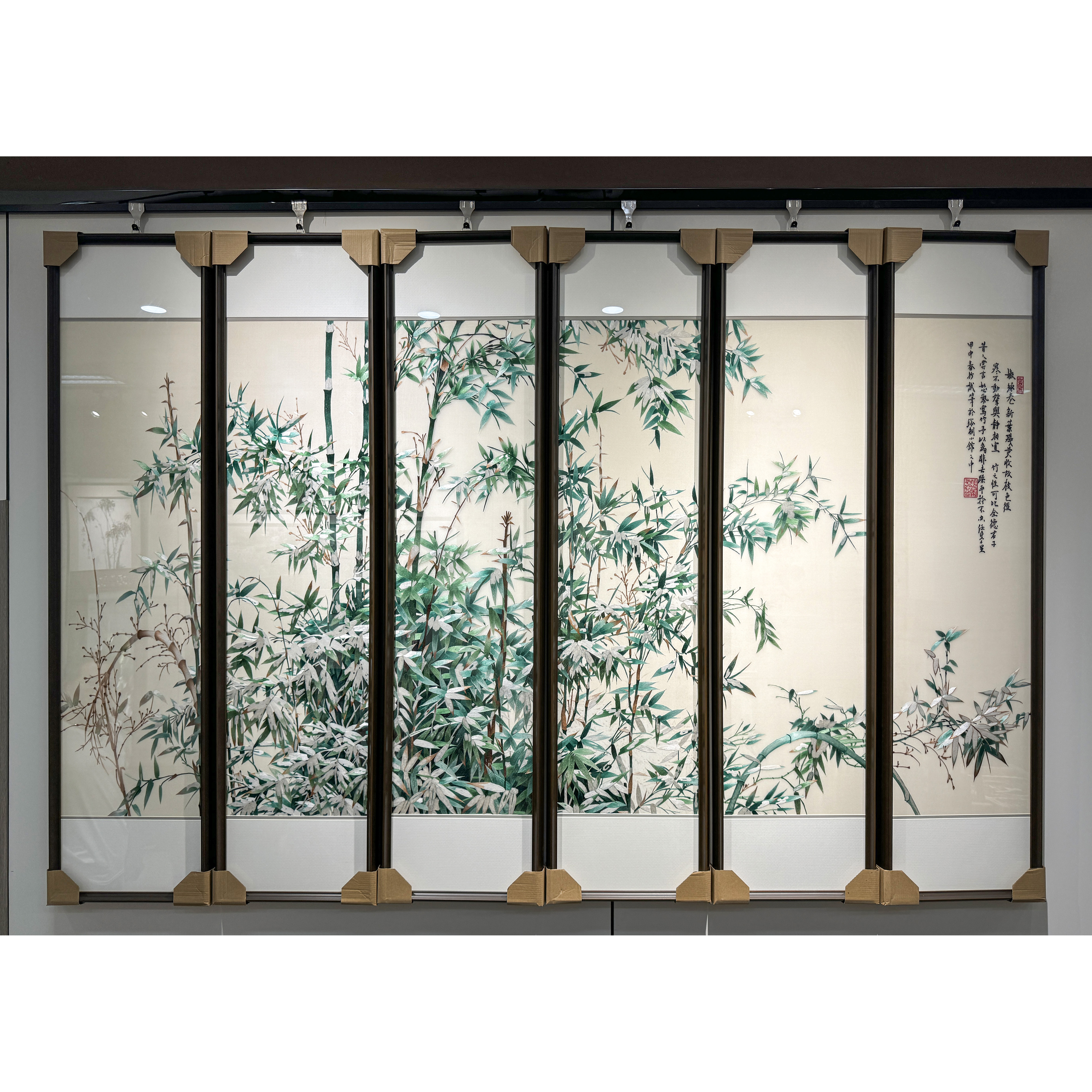 【雪竹六联屏】纯手工刺绣非遗苏绣高端精品客厅单页画芯30*100cm