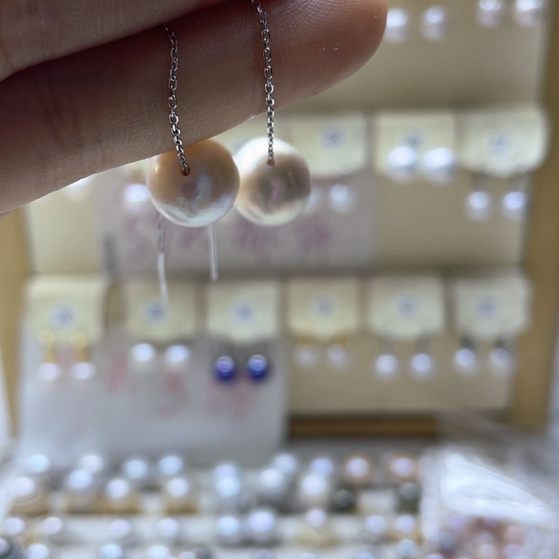 银S925镶嵌淡水珍珠耳饰