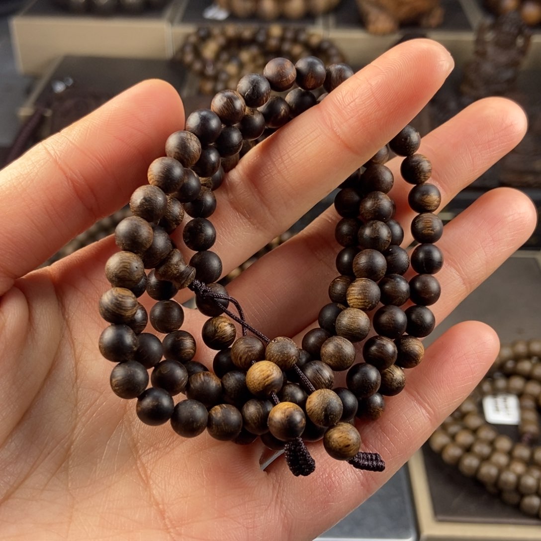 沉香手串心**简越南芽庄白棋楠玉化留疤