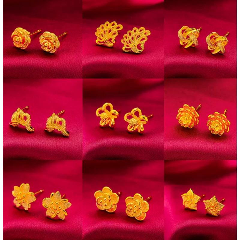 合金耳饰 合金材质【耳环】气质时尚百搭简约长款金枝玉叶超仙个性