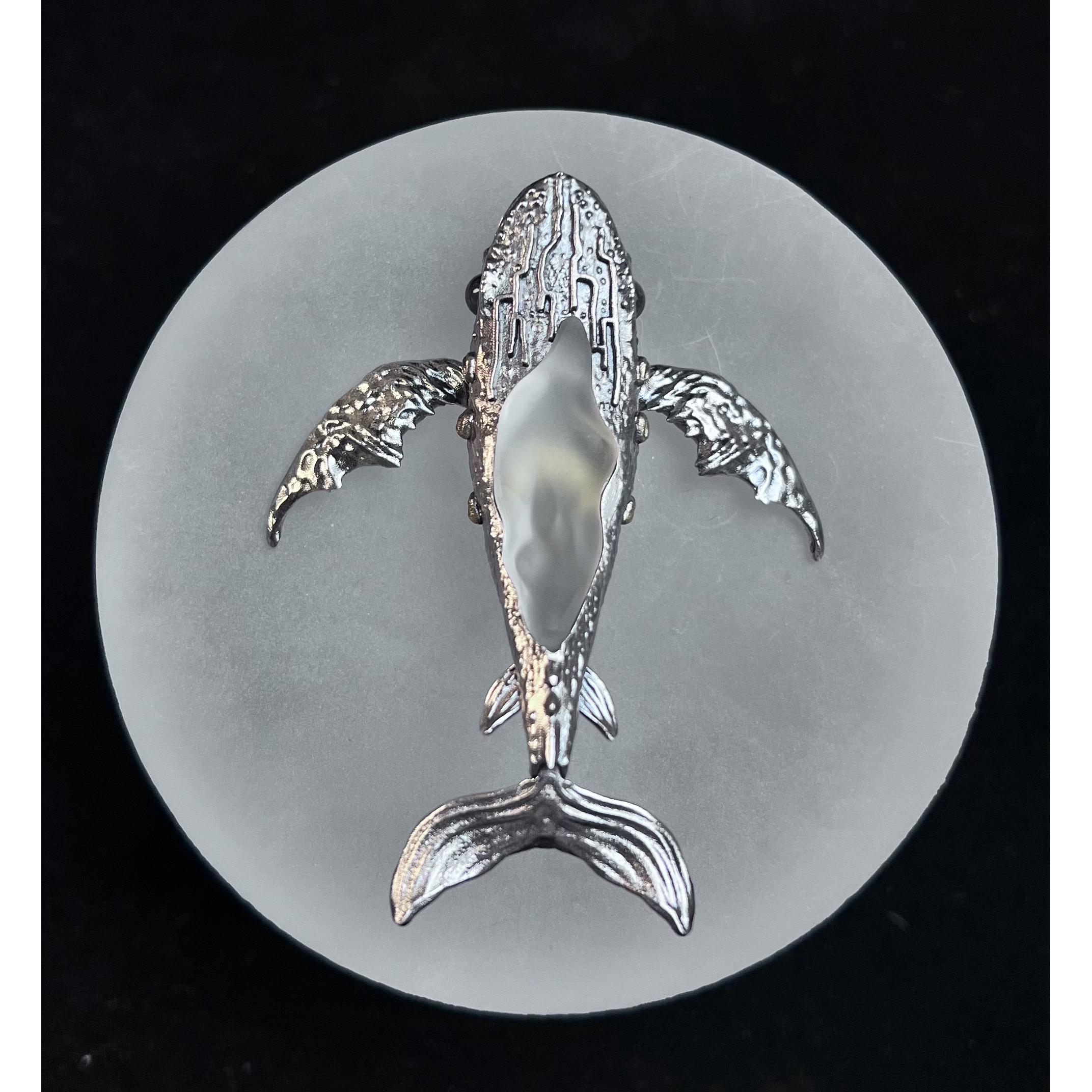 925银银制品 时尚可爱风简约设计白水鲸鱼吊坠