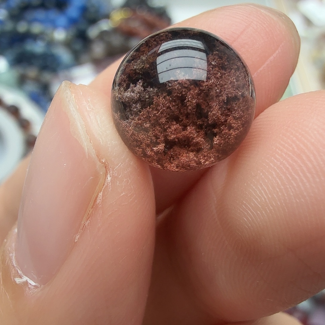 水晶未镶嵌珠宝半成品红幽灵10.9mm打孔洗孔非假不退换