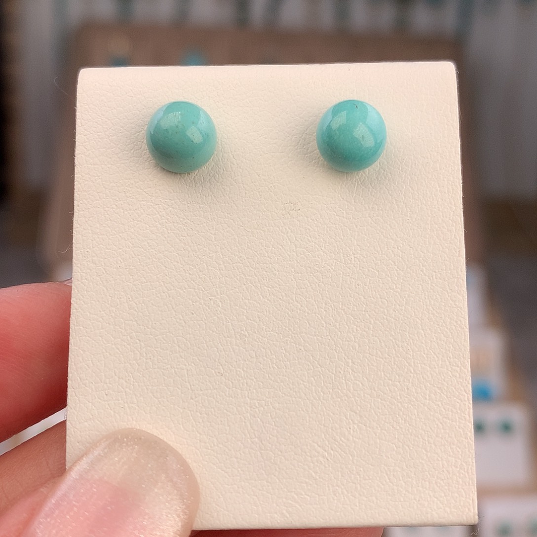 绿松石银S925镶嵌耳饰