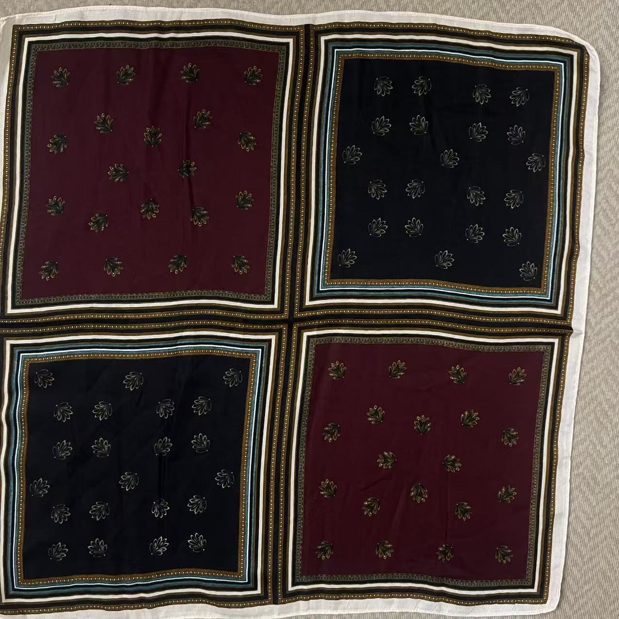 【四宫花卉】65*65小方巾丝巾围巾优雅气质色彩搭配洋气风时尚围 女