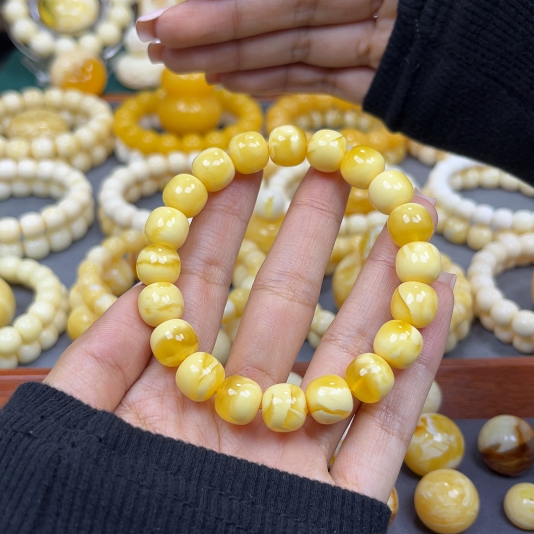 琥珀未镶嵌手串11+