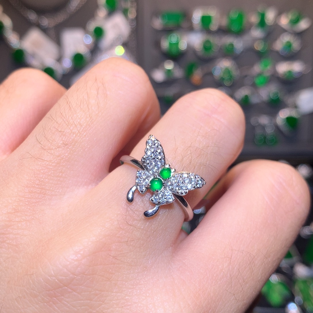 翡翠戒指银S925镶嵌蛋面