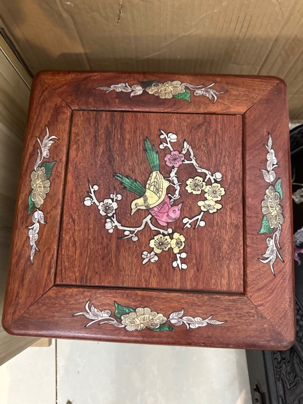 花梨木螺钿镶嵌富贵凳28-28-28