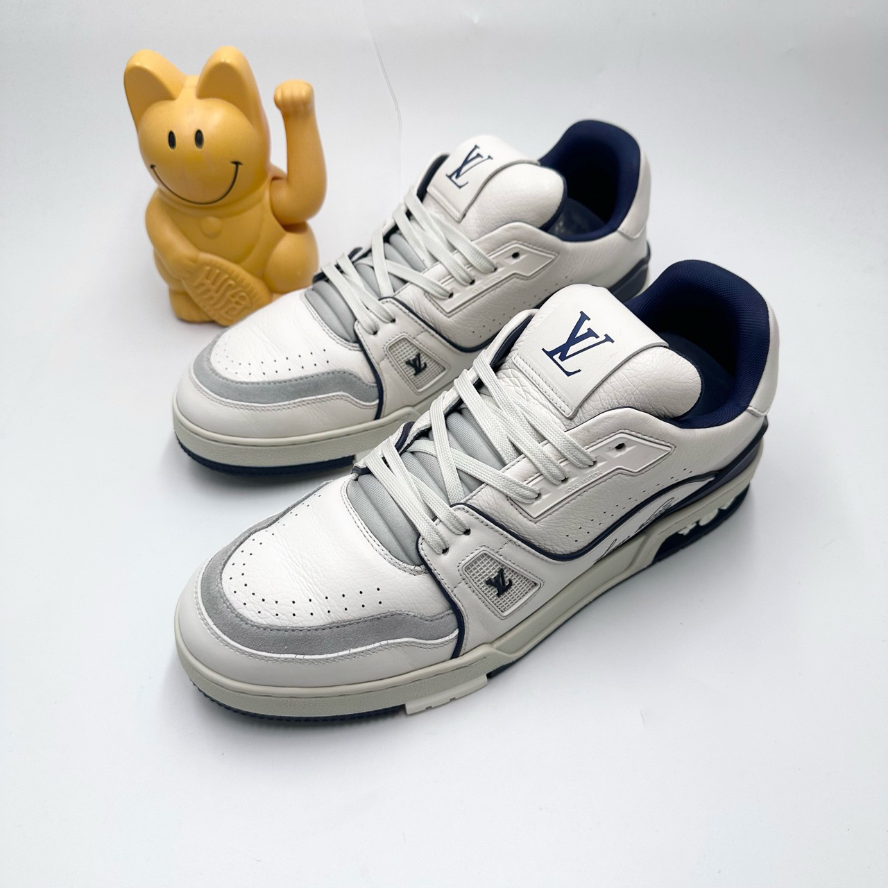 95新 LouisVuitton/路易威登 0440/41码/海军蓝水泥Trainer板鞋
