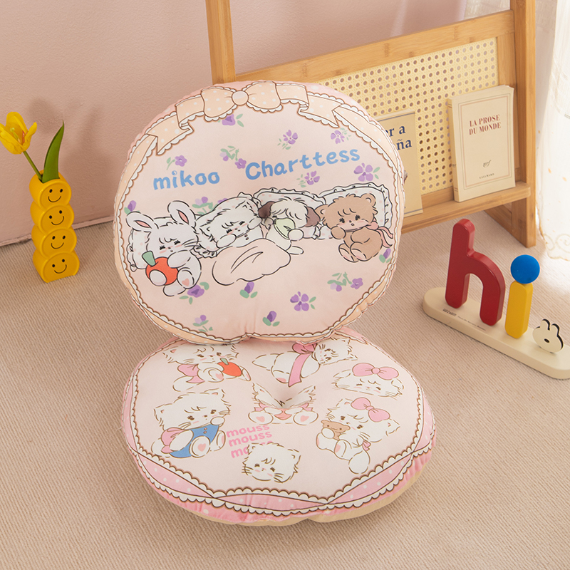 冰淇淋女孩可爱动物四季圆形椅子坐垫居家用儿童榻榻米地板垫子
