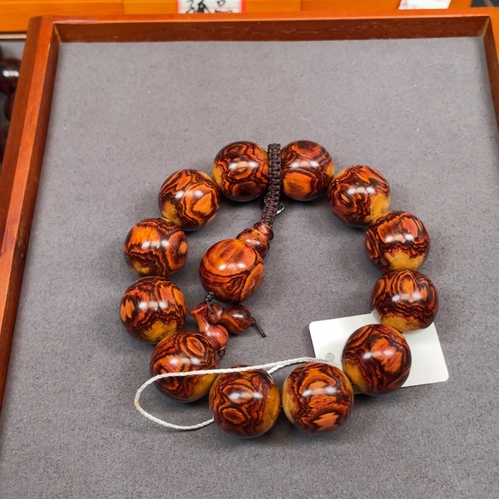 黄花梨/降香黄檀手串/手链高*海南黄花梨京剧脸谱黄金眼20