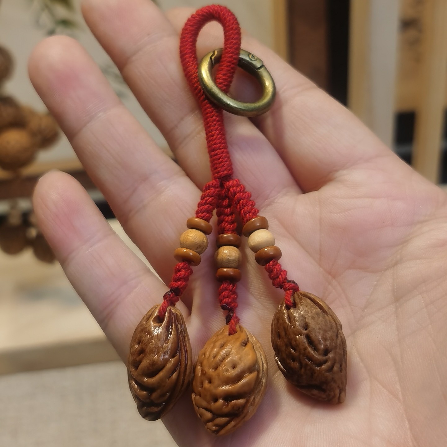 野生毛桃桃枭核钥匙扣挂件包挂件外出辟邪压惊保平安