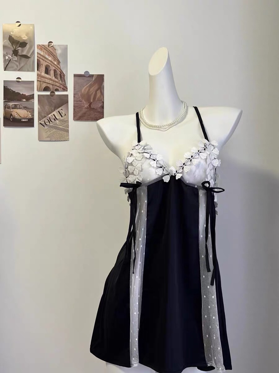 黑色蕾丝吊带睡衣夏季薄款性感公主风女士睡裙