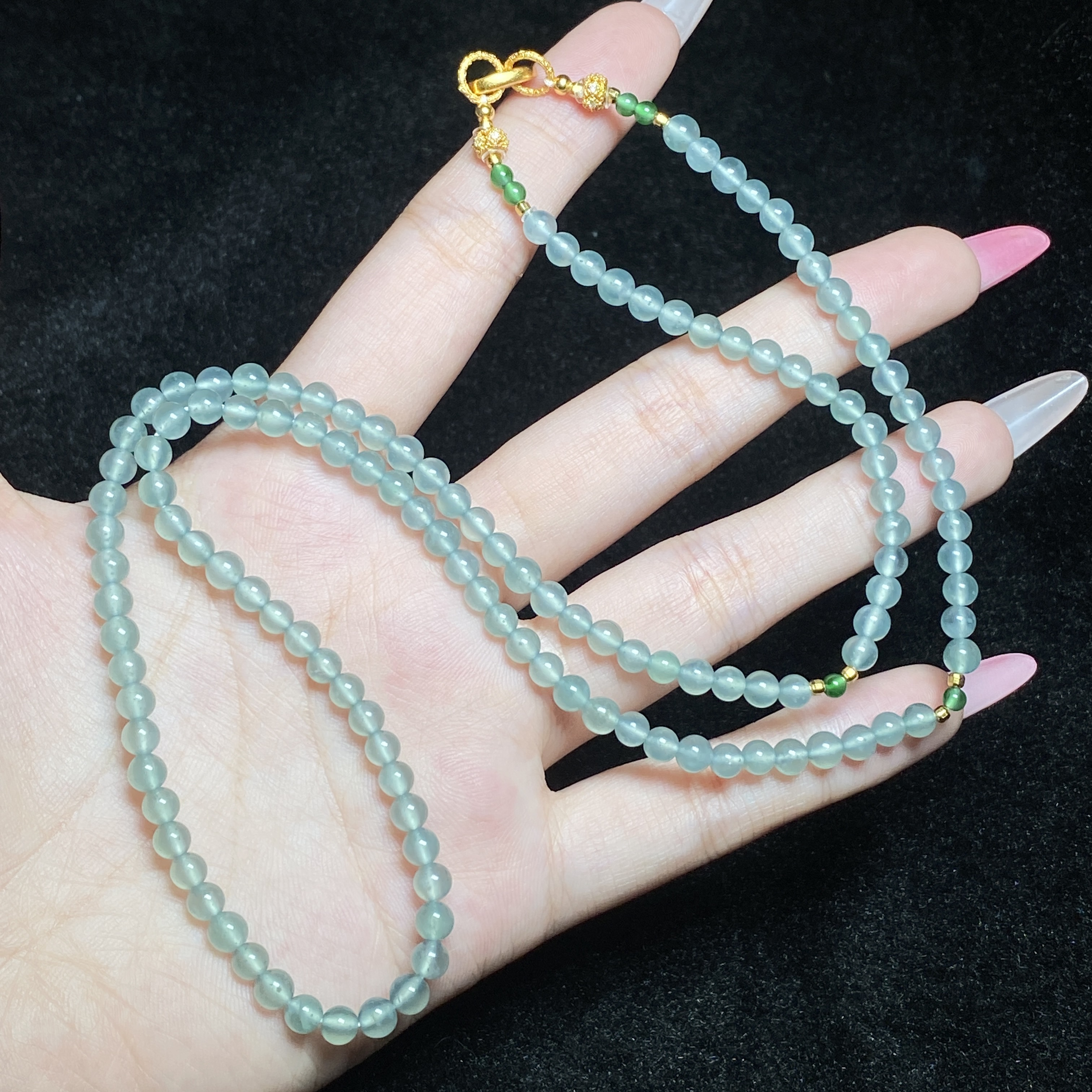 【小北好物】翡翠DIY圆珠项链尺寸约4mm+【多样性发一件】2QS24X91