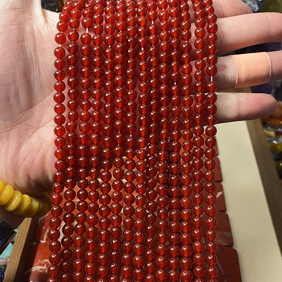 石英质玉未镶嵌，A品红玛瑙6mm，