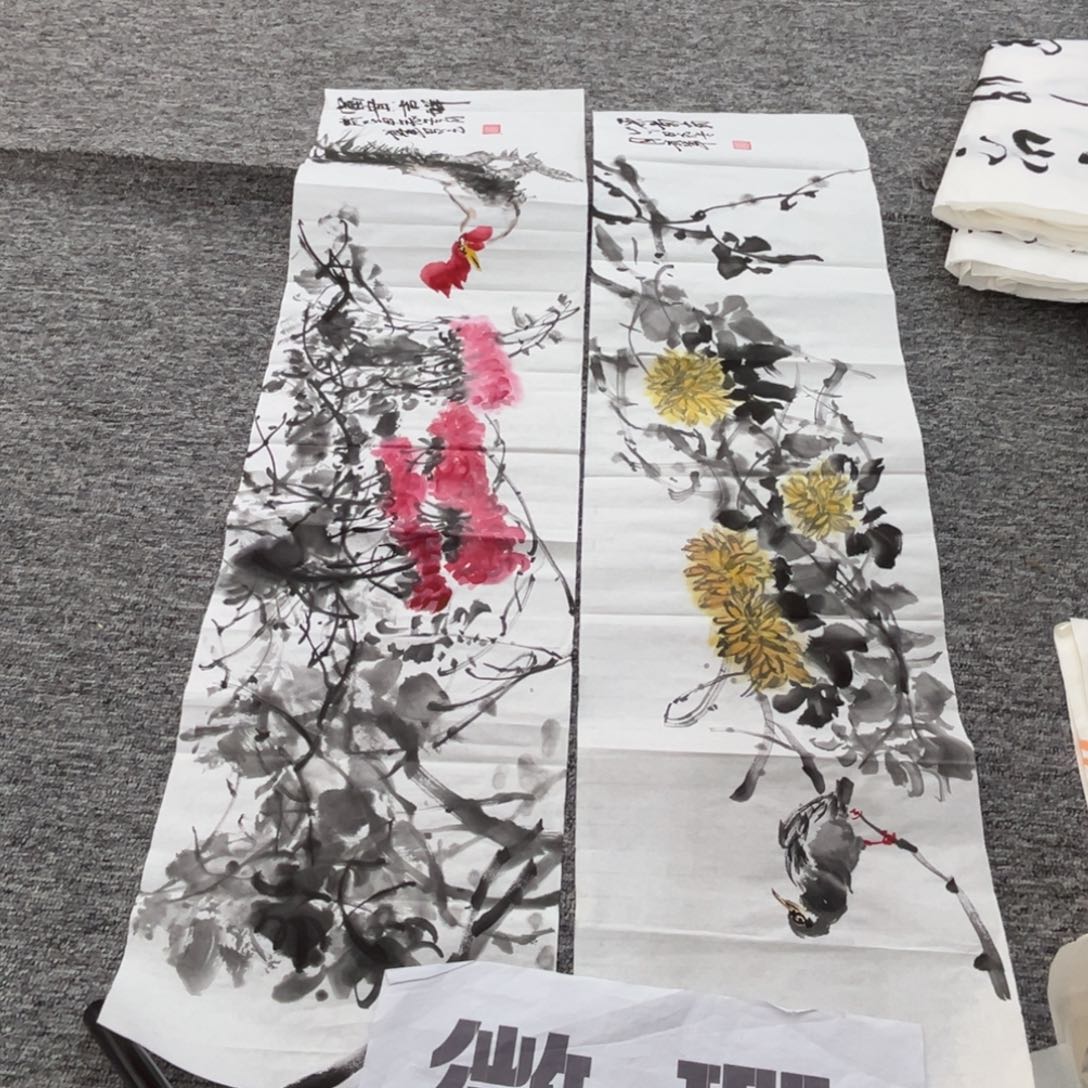 国画武军老师三尺对开两张微瑕介意慎拍