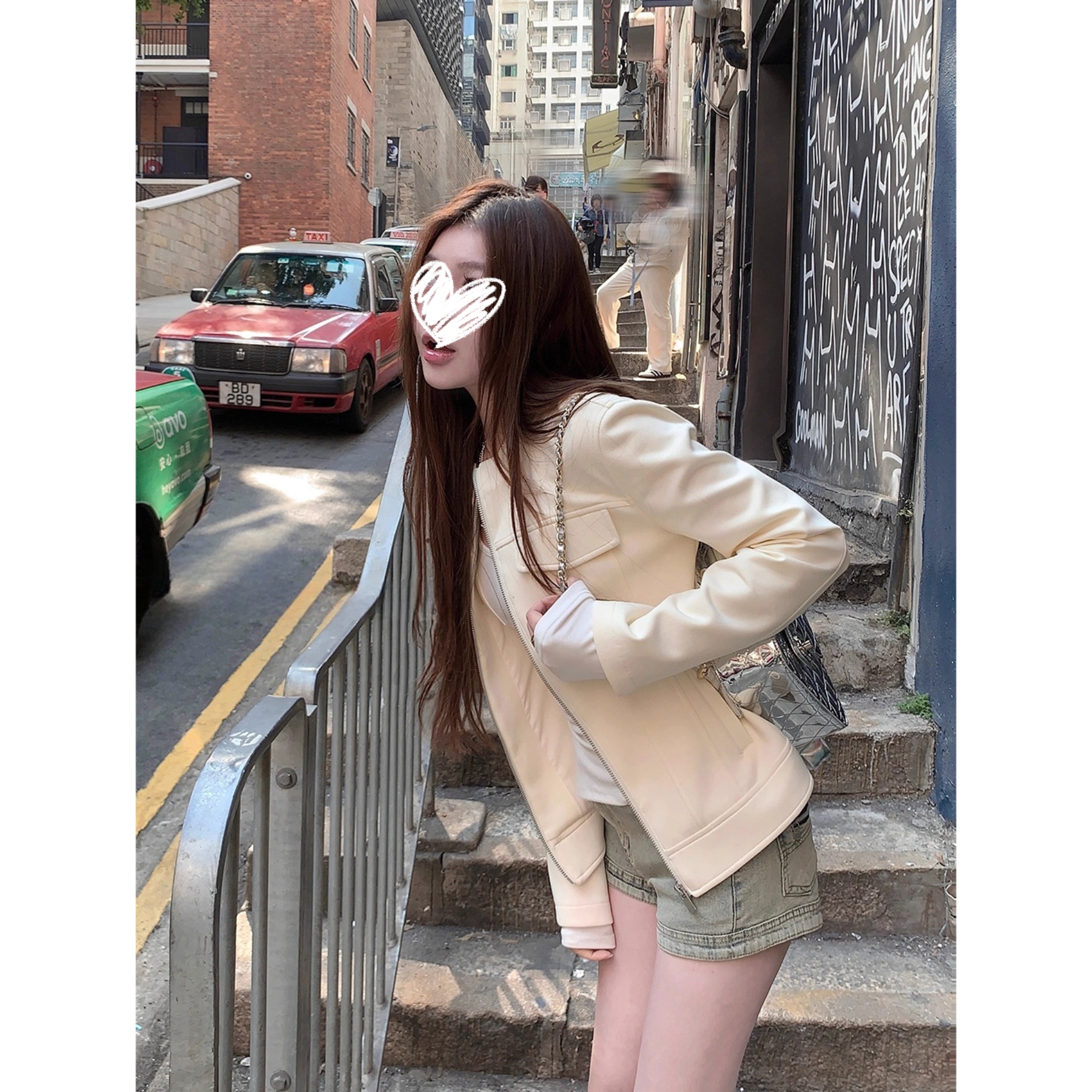 加州礼拜一秋季新款美式立领修身显瘦上衣外套女H898