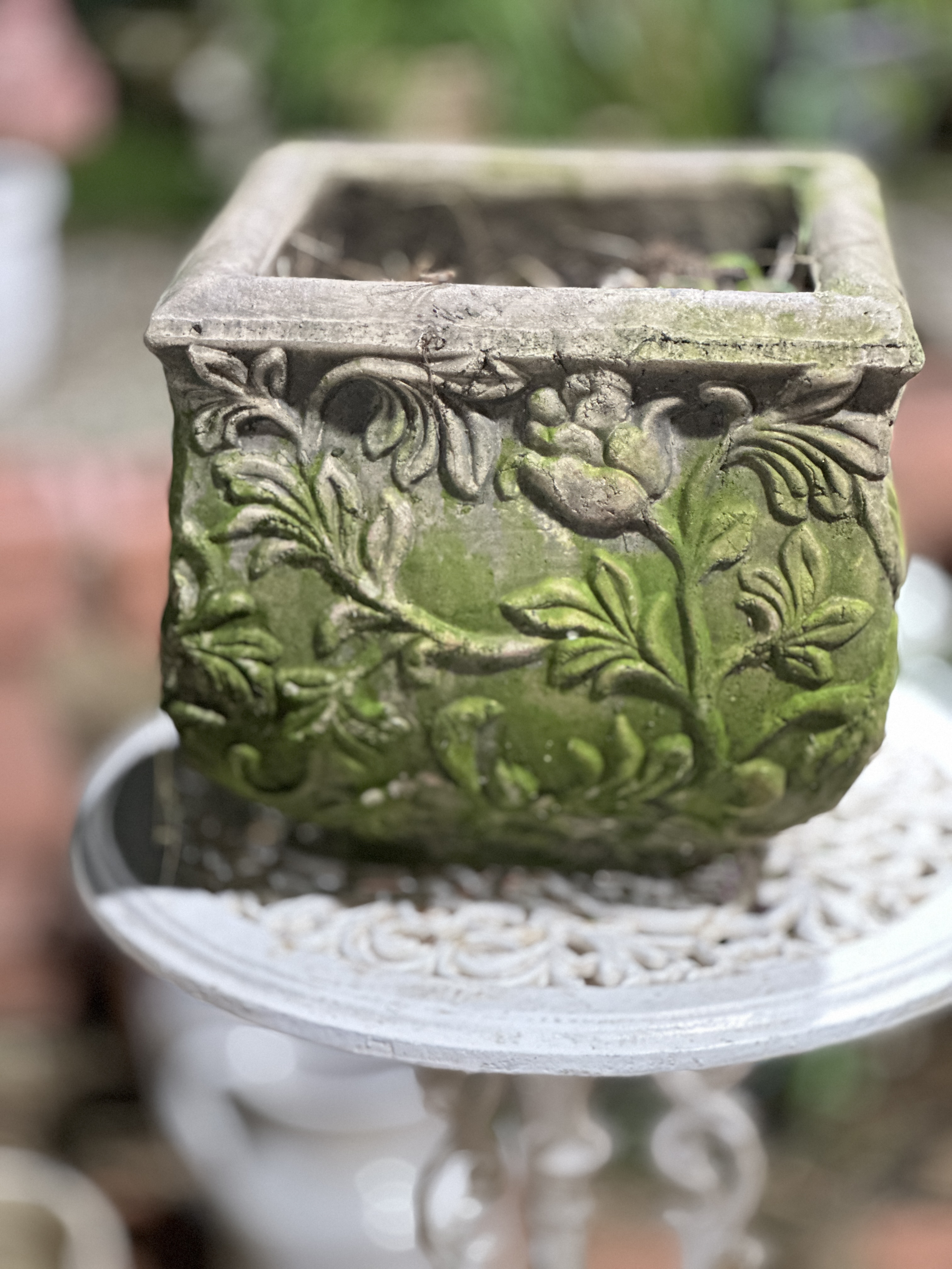 粗陶花盆方口满花手工盆红陶盆花园摆件