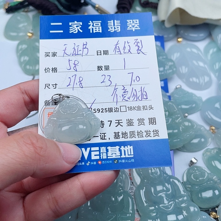 翡翠颈饰银S925镶嵌天然翡翠吊坠