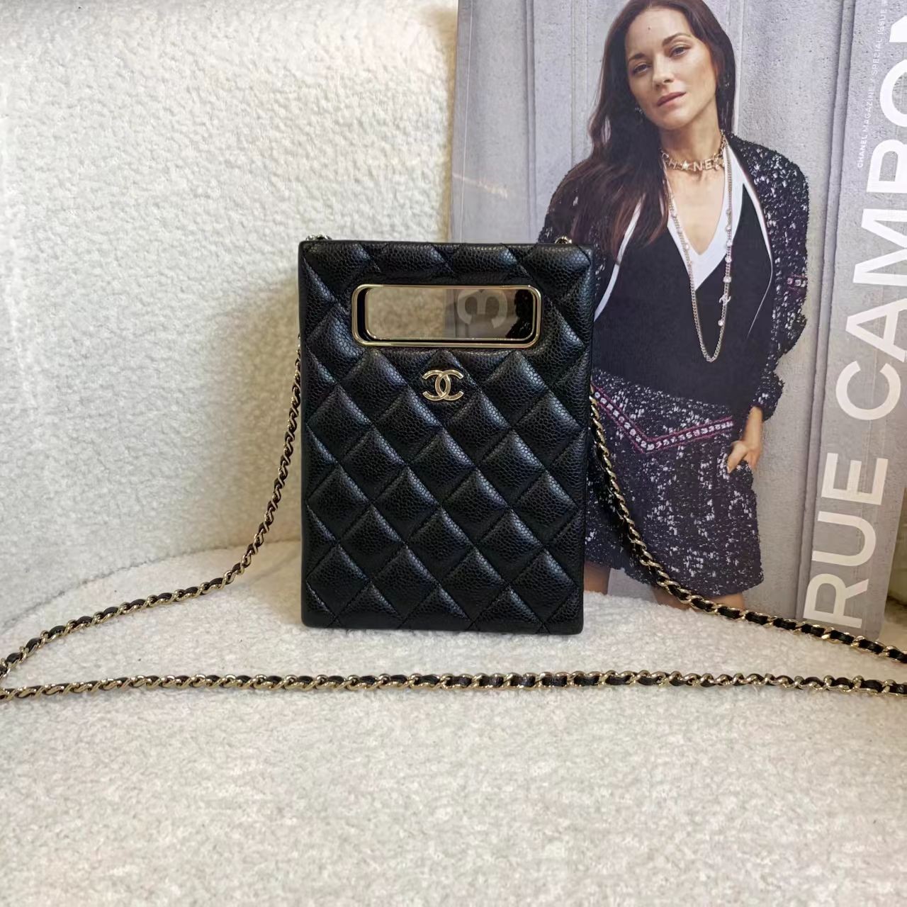 99新 Chanel/香奈儿 壹臻/22s黑金羊琴谱晚宴包 19192547