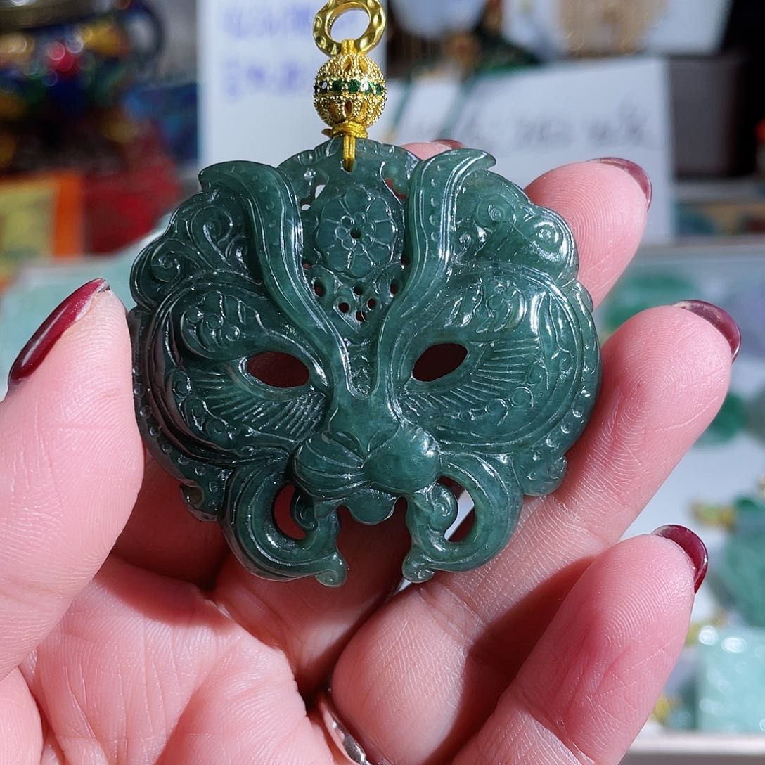 翡翠颈饰未镶嵌翡翠新款狐面